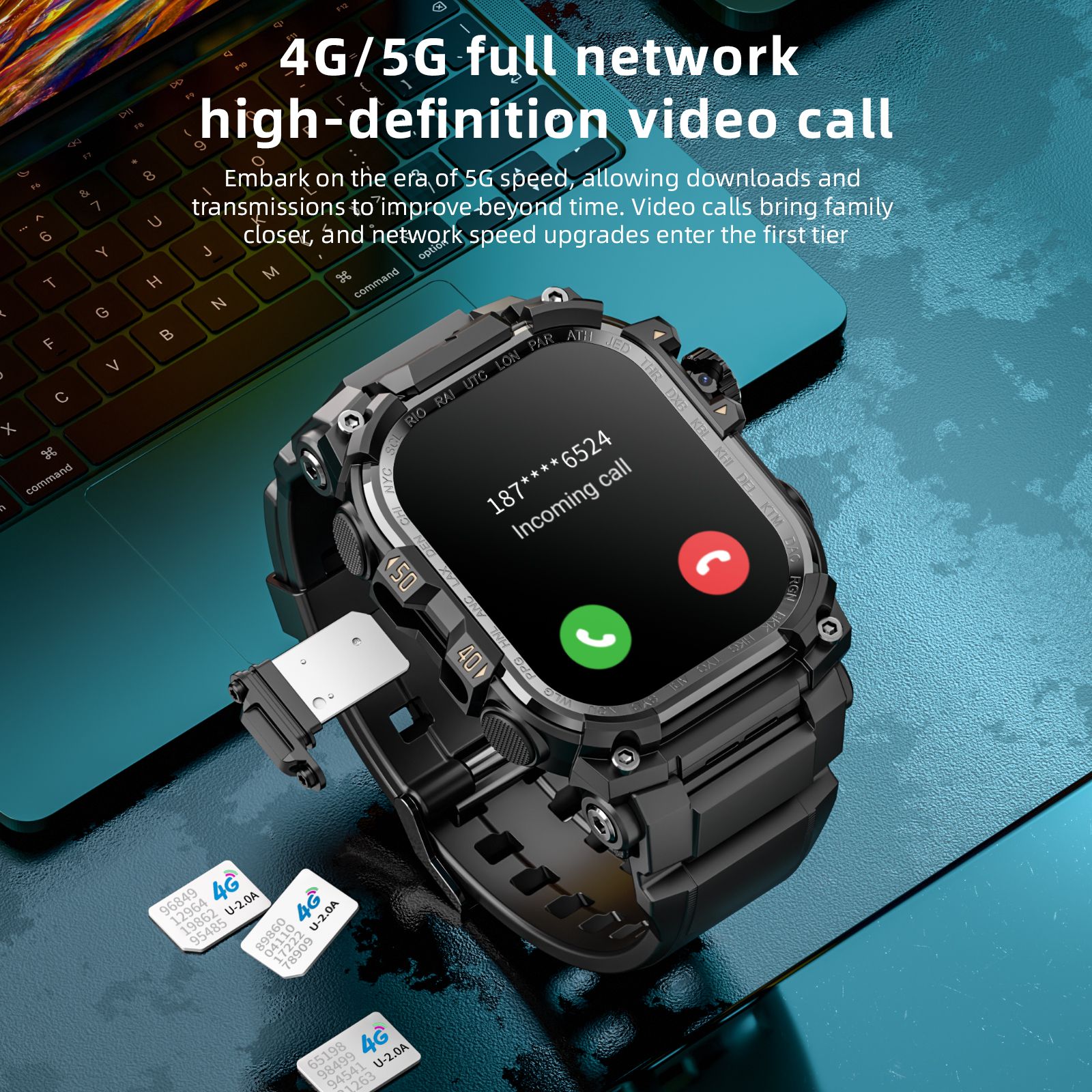 Fall Detection Watch - APPLLP 7 MAX Smartwatch 4G SIM