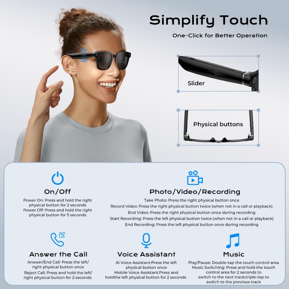 Smart HD Camera Glasses with V - مراجعة Smart Glasses Lens وسعره