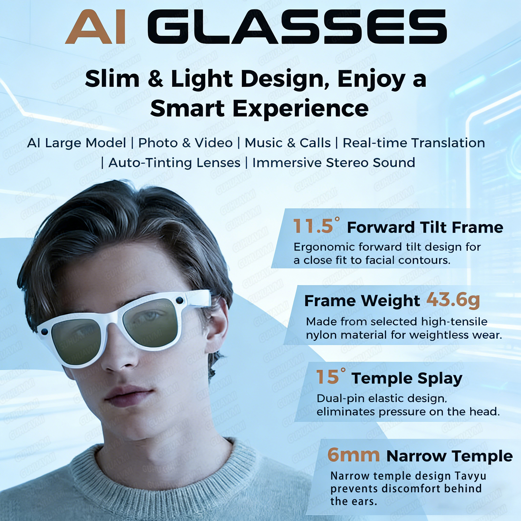 New 800W 4k HD Camera Smart Gl - مراجعة Smart Glasses Lens وسعره